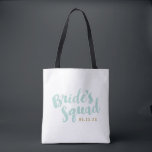 Mint Bride's Squad Personalisiert Brautparty Tasch<br><div class="desc">Benutzerdefinierte Brautparty-Totbeutel mit "Bride's Squad" Grafik in einem stilvollen Pinselskript. Personalisieren Sie es mit Ihrem Hochzeitstermin,  Hochzeitshashtag,  Namen oder anderen benutzerdefinierten Text. Niedlicher Polka Dot auf der Rückseite. Perfektes Geschenk für Braut,  Brautmädchen und Hochzeitsfeier!</div>
