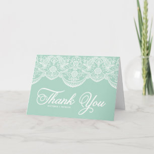 Mint Brocade Lace Wedding Dankeschön Karte