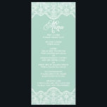 Mint Brocade Lace Wedding Menu Card Menükarte<br><div class="desc">Elegantes und skurriles Spitzmuster. Das ist Teil einer Hochzeitssuite. Weitere Farben und passende Elemente sind verfügbar.</div>