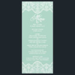 Mint Brocade Lace Wedding Menu Card Menükarte<br><div class="desc">Elegantes und skurriles Spitzmuster. Das ist Teil einer Hochzeitssuite. Weitere Farben und passende Elemente sind verfügbar.</div>