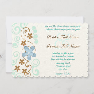 Mint & Brown Swirl Blume Einladungen Hochzeiten