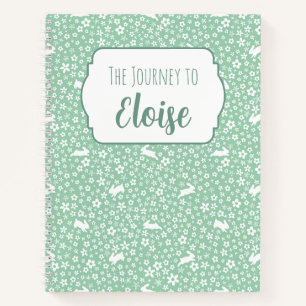 Mint Bunny Floral IVF Fruchtbarkeitsreise Premium Notizbuch