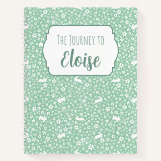Mint Bunny Floral IVF Fruchtbarkeitsreise Premium Notizbuch