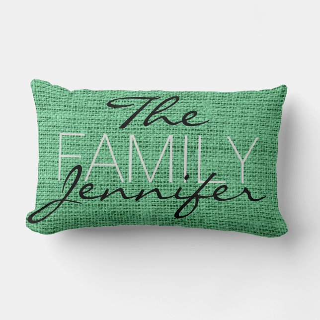 Mint Burlap Rustic Liner Monogram Lendenkissen (Vorderseite)