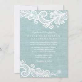 Mint Burlap und Lace Wedding Einladung