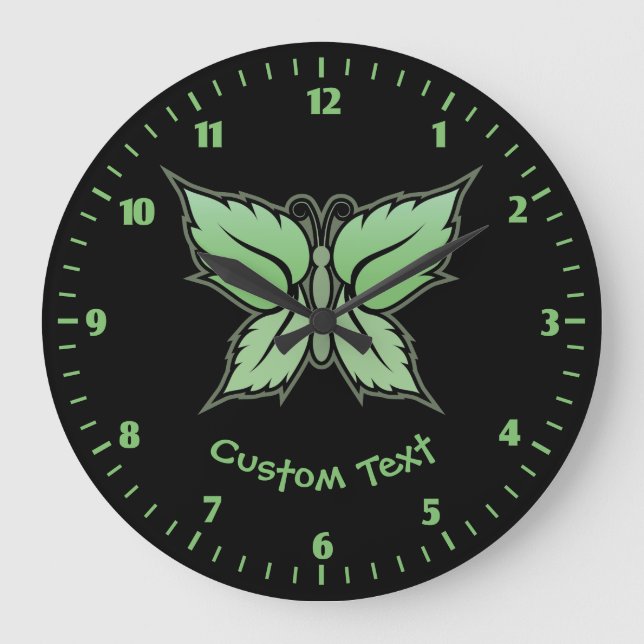 Mint Butterfly Große Wanduhr (Vorderseite)