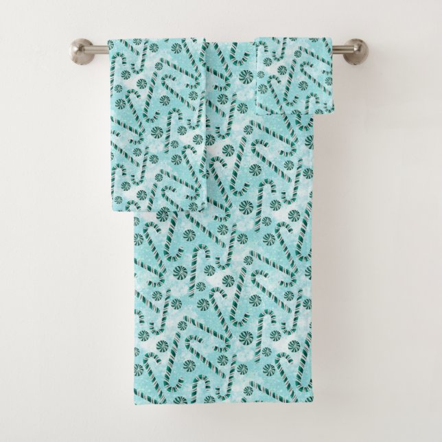 Mint Candy Cane Christmas Mint Candy Cane Christma Badhandtuch Set (Insitu)