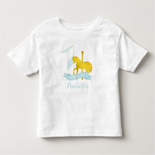 Mint Carousel Pferde Geburtstagskarl Kleinkind T-shirt