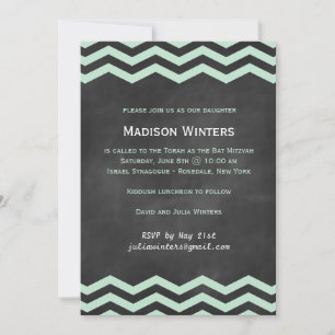 Mint & Chalkboard Zickzack Bat Mitzvah Einladung