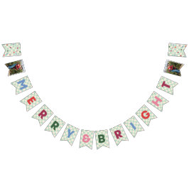 Mint Checkerboard Merry & Bright Bunting Banner