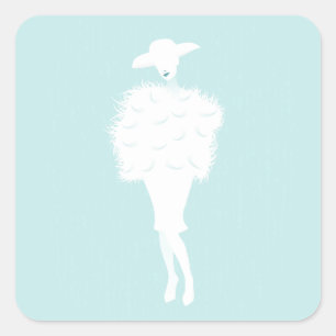 Mint Chic Fashion Lady Square Sticker
