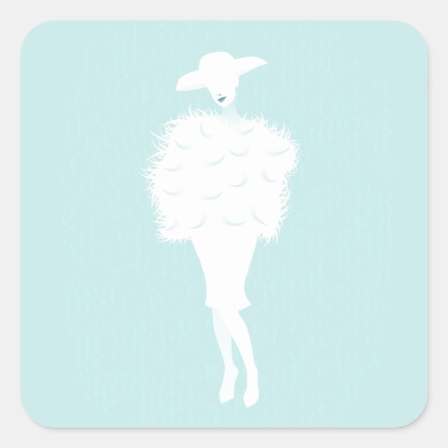 Mint Chic Fashion Lady Square Sticker (Vorderseite)
