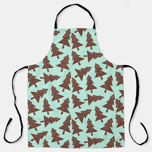 Mint Choc Moderne Weihnachtsbaummuster Schürze (Vorderseite)