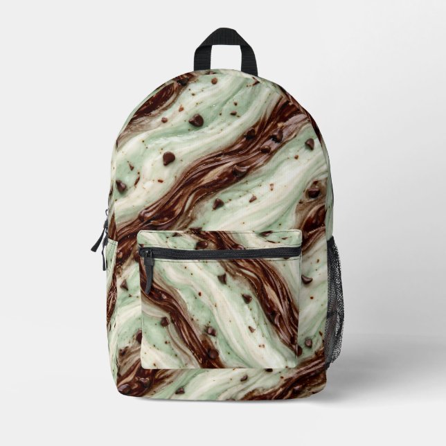 Mint Chocolate Chip Milkshake Marble Design Bedruckter Rucksack (Vorderseite)