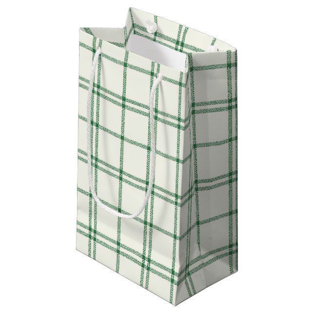 Mint Christmas Plaid Kleine Geschenktüte (Vorderseite Schrägansicht)