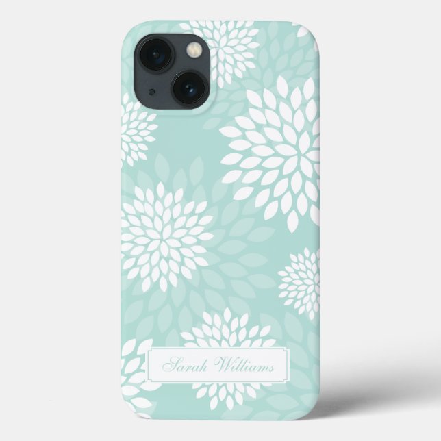 Mint Chrysanthemums Blumenmuster Case-Mate iPhone Hülle (Rückseite)