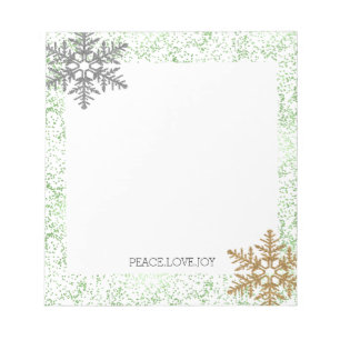 Mint Confetti Dots Snowflakes Notizblock