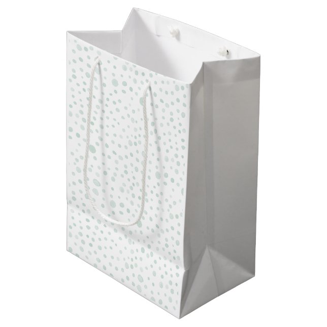 Mint Confetti Wasserfarbe Dots Geschenktasche Mittlere Geschenktüte (Vorderseite Schrägansicht)