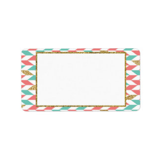 Mint Coral Gold Zickzack Scatter Address Labels Adressaufkleber