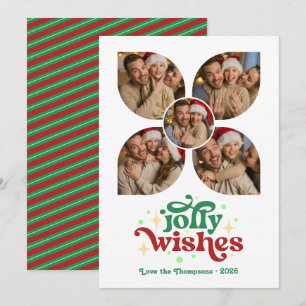 Mint & Cranberry Retro Foto Collage Weihnachten