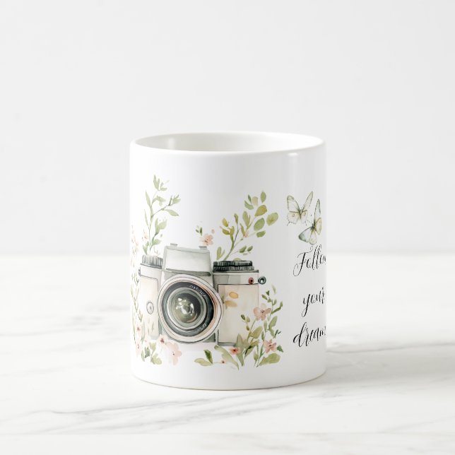 Mint Cream Butterflies Dreams Camera Kaffeetasse (Mittel)
