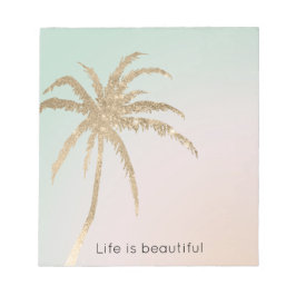 Mint Cream Ombre Tropical Gold Palm Treppen Notizblock