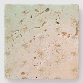 Mint Cream Ombre Tropical Gold Palm Treppen Steinuntersetzer