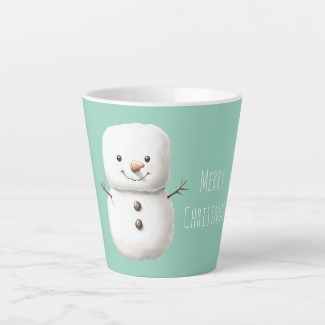 Mint Cute Christmas Snowman Milchtasse (Vorderseite)