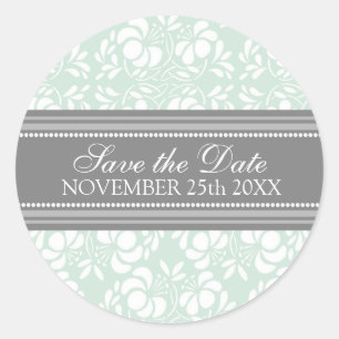 Mint Damask Save the Date Umschlag Aufkleber