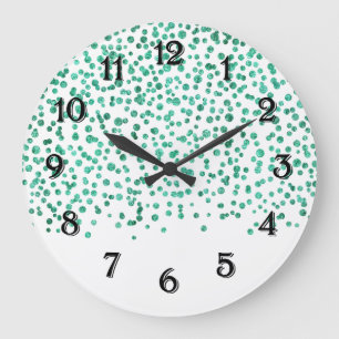 Mint Dazzle Confetti Große Wanduhr
