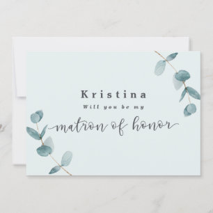 Mint Eukalyptus Matron of Honor Vorschlag Card