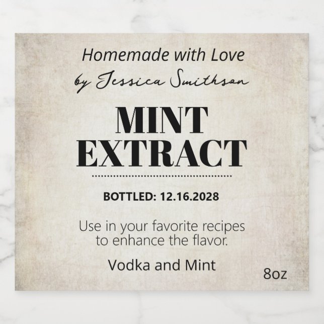 Mint Extract Modern Label Sticker ZEX_001c (Einzelnes Label)