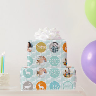Mint Family Foto Rentier Weihnachten Merry Bright Geschenkpapier