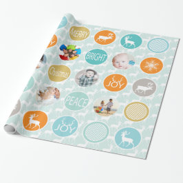 Mint Family Foto Rentier Weihnachten Merry Bright Geschenkpapier