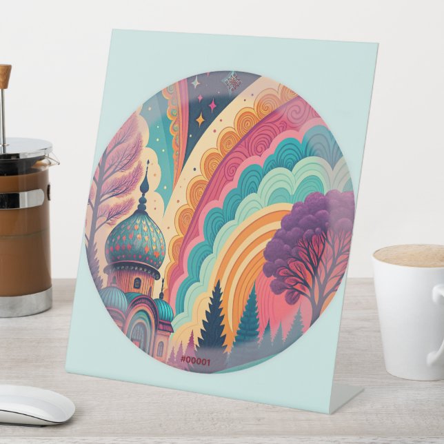 Mint Fantasy Dome Pedestal Sign - Anpassbar Sockelschild (In Situ)