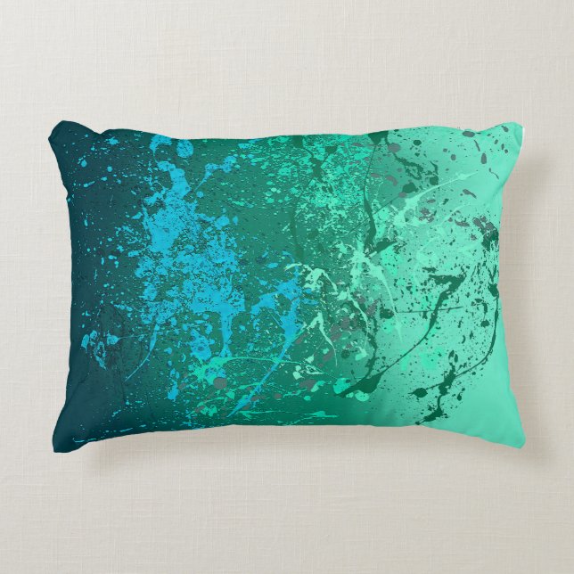Mint Flurry: Abstract spatter art Dekokissen (Vorderseite)