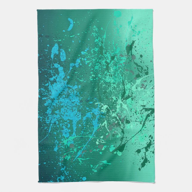 Mint Flurry Abstract Spatter Art Geschirrtuch (Vertikal)
