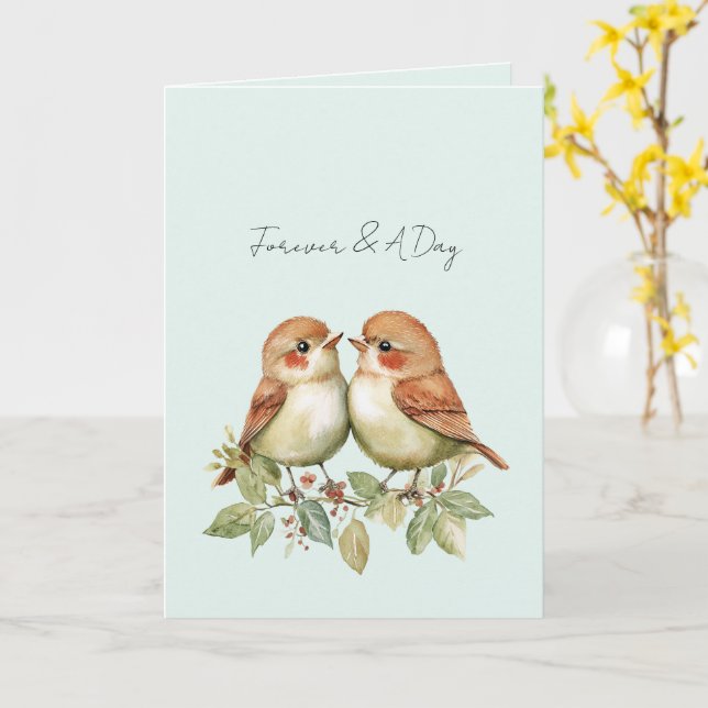Mint Forever Love Birds Karte (Gelbe Blume)