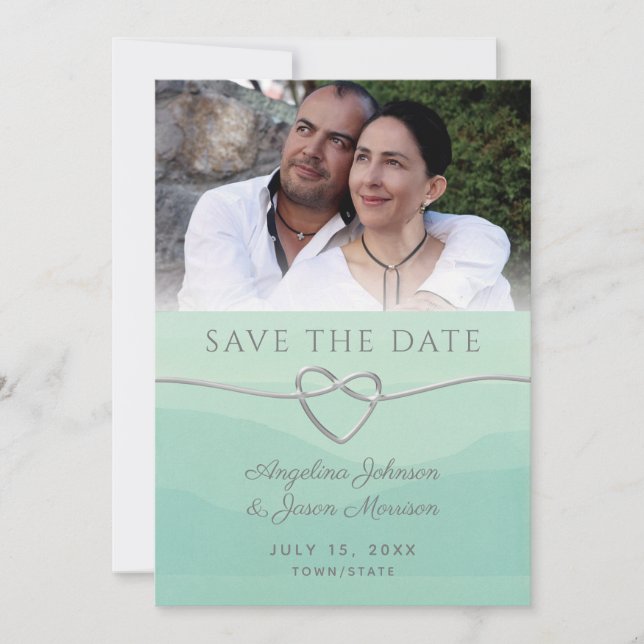 Mint-Foto-Hochzeit Save The Date (Vorderseite)