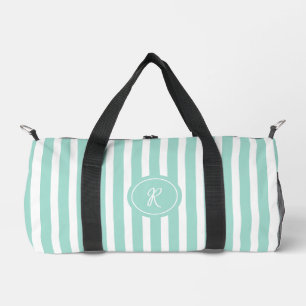 Mint French Beach Stripe Personalisiert Monogram Duffle Bag