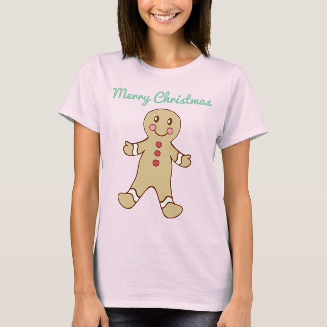 Mint frohe Weihnachten Lebkuchen Keks Nachthemd T-Shirt (Vorderseite)