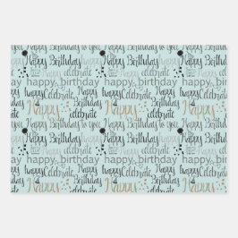 Mint Fun Happy Balloons Birthday Geschenkpapier Set