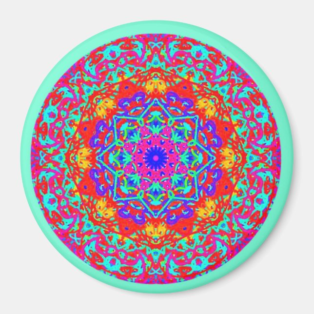 Mint Fuschia Mandala Style Magnet (Vorne)