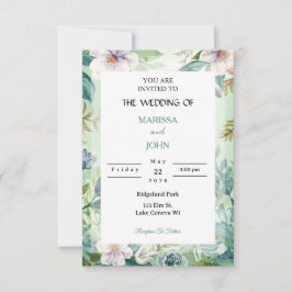 Mint Garden Elegance Wedding Invitation Einladung