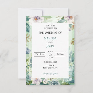 Mint Garden Elegance Wedding Invitation Einladung