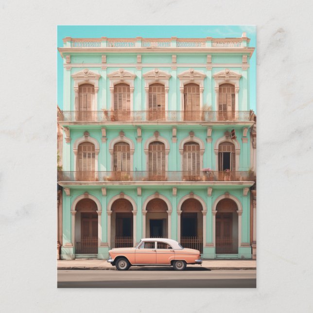 Mint Gebäude Peach Car Havana Kuba Postkarte (Vorderseite)