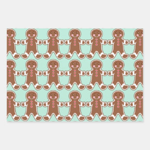 Mint Gingerbrot Cookies Wrapping Paper Geschenkpapier Set