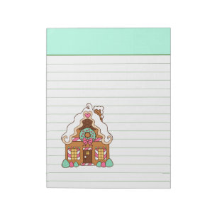 Mint Gingerbrot House Notepad Notizblock