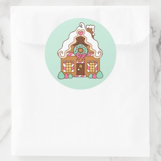 Mint Gingerbrot House Stickers (Tasche)