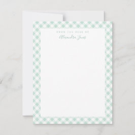 Mint Gingham Karo Personal Stationery Note Card Dankeskarte